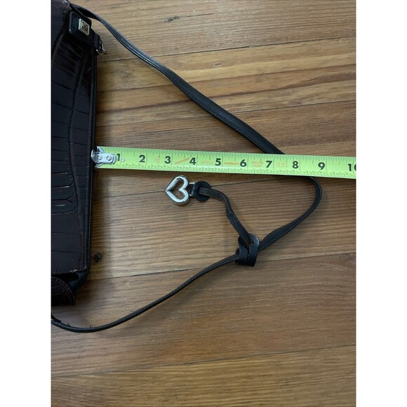 Brighton Vintage Brown Croc Embossed Leather Shoulder Bag Purse - Picture 8 of 16